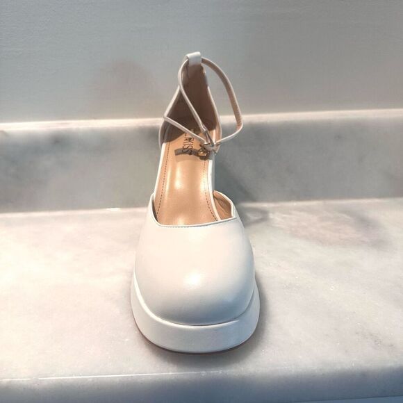 Wetkiss Ankle Buckle Strap Round Toe Platform Chunky Pump Heels White Size 9.5 - Picture 13 of 16